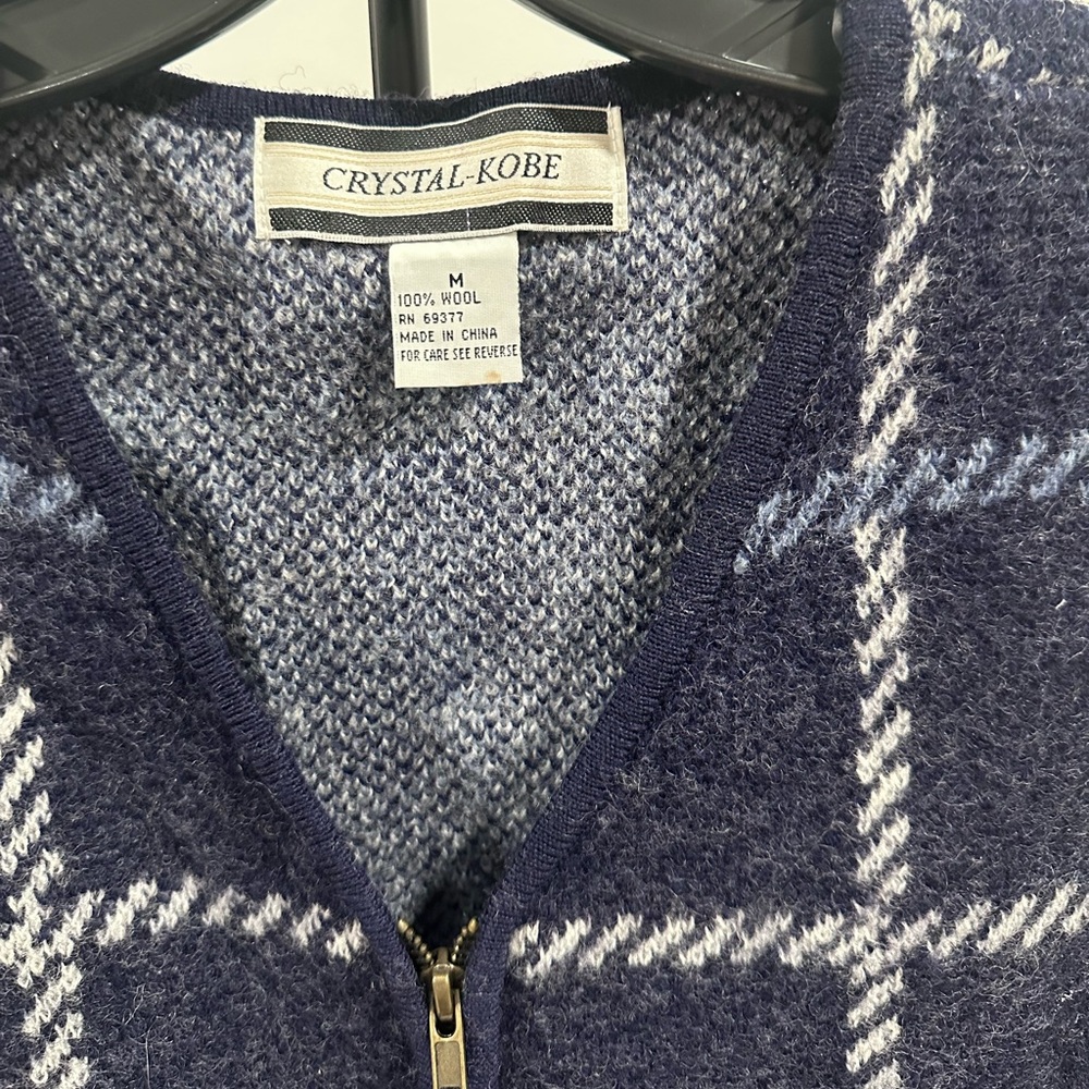 Crystal-Kobe Blue Plaid Vest 100% Wool - Picture 2 of 7